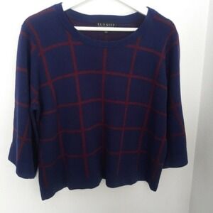 Eloquii 3/4 cropped sweater blue/red sz 14/16